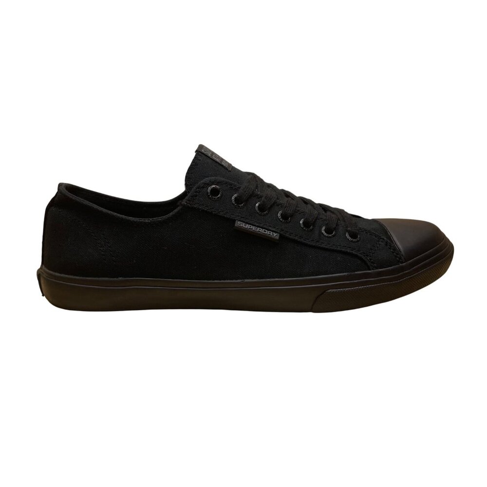 Superdry Men’s Black Canvas Rubber Toe Low Top No.01 Flat Sneakers Size 10